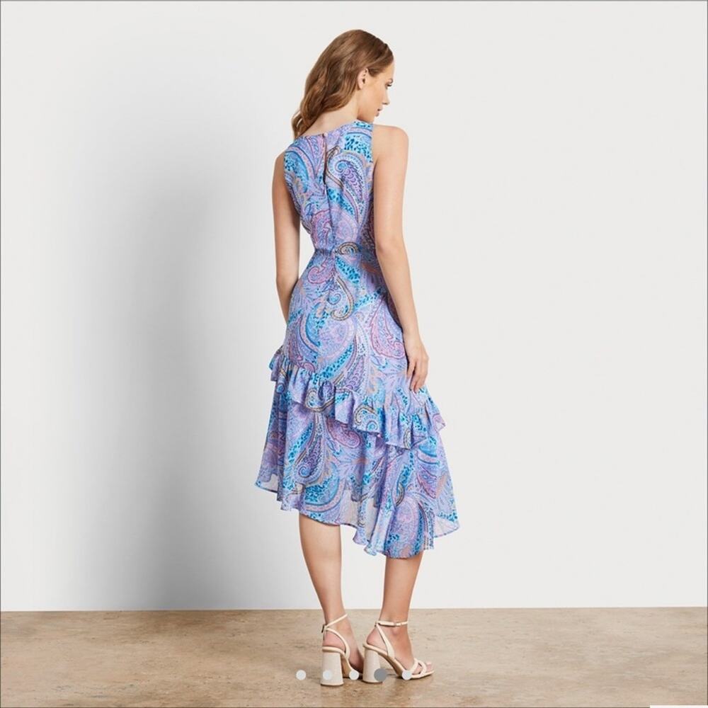 Sam Edelman NWT Summer Paisley Ruffled MIDI Dress, lined and gorgeous. - Picture 4 of 16